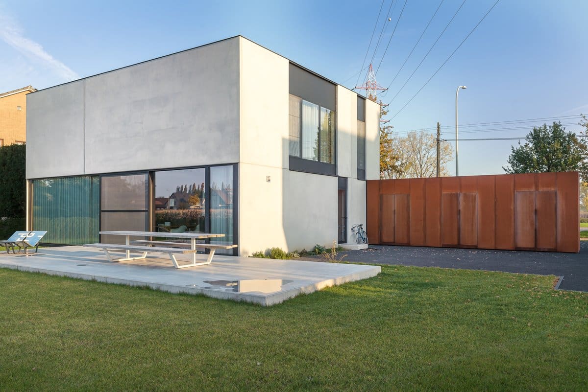 Aluminium buitenschrijnwerk ramen deuren woning Maaseik Schüco Corswarem