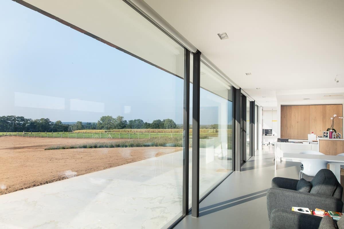 Aluminium buitenschrijnwerk ramen deuren woning Zichem Schüco Corswarem