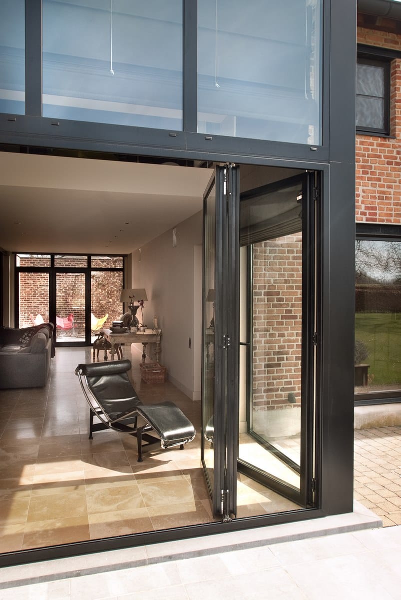 Aluminium buitenschrijnwerk ramen deuren woning Bierbeek Schüco Corswarem
