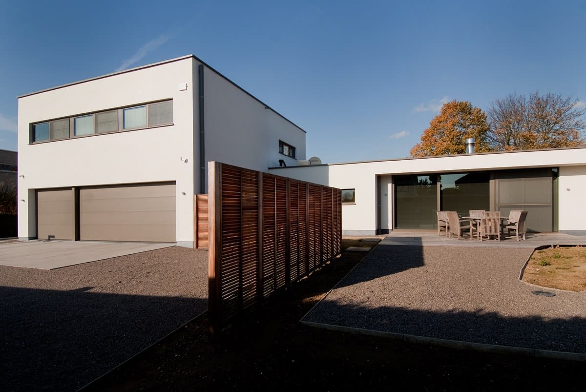Aluminium buitenschrijnwerk ramen deuren woning Haacht Schüco Corswarem