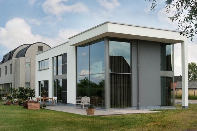 Aluminium buitenschrijnwerk ramen deuren woning Londerzeel Schüco Corswarem