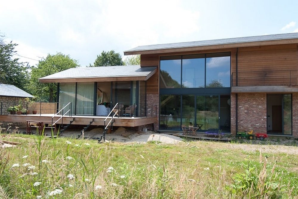 Aluminium buitenschrijnwerk ramen deuren woning paal Schüco Corswarem